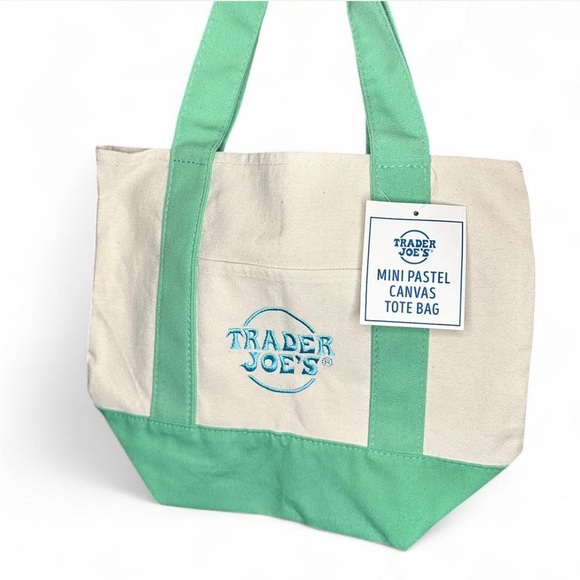 NWT Green Viral Trader Joe's Mini Tote Bag - Picture 1 of 2